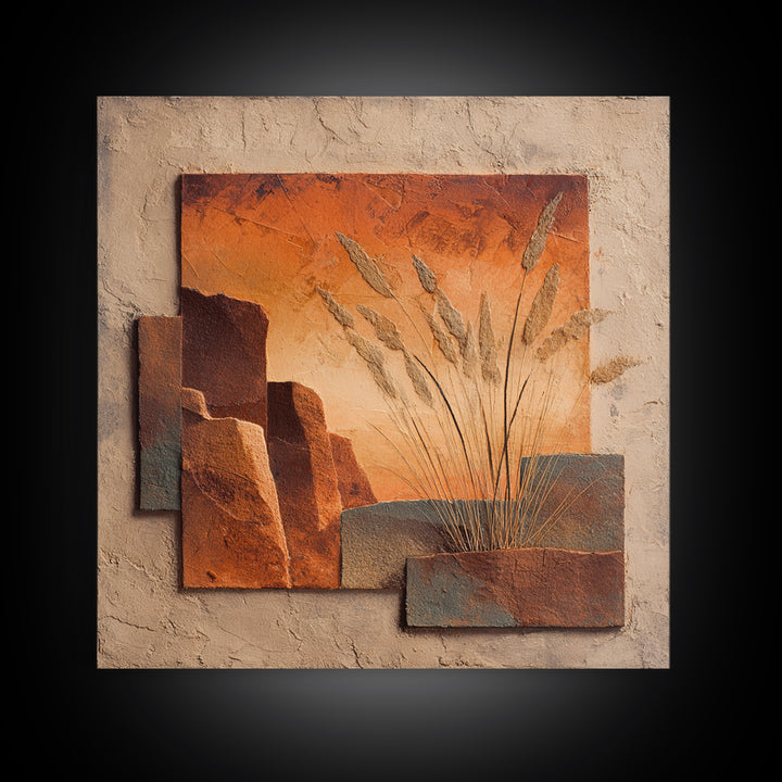 Earthy Desert Landscape Framed Canvas Print, Living Room Art, Dopamine Decor, Living Room Decor, Fine Art, Living, LIR-1x1-84