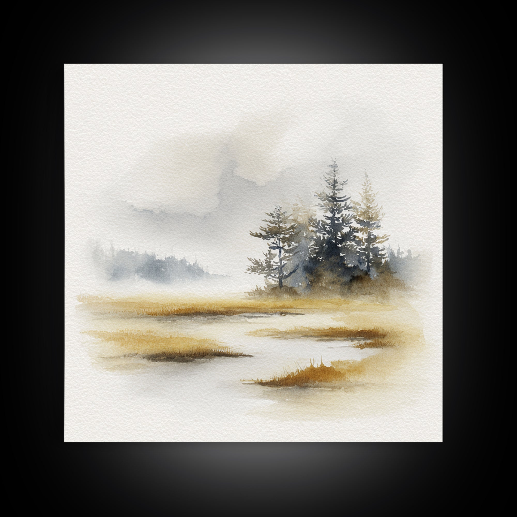 Minimal Scandinavian Forest Canvas Print, Living Room Art, Minimalist Decor, Living Room Decor, Oil Painting, Living, LIR-1x1-85