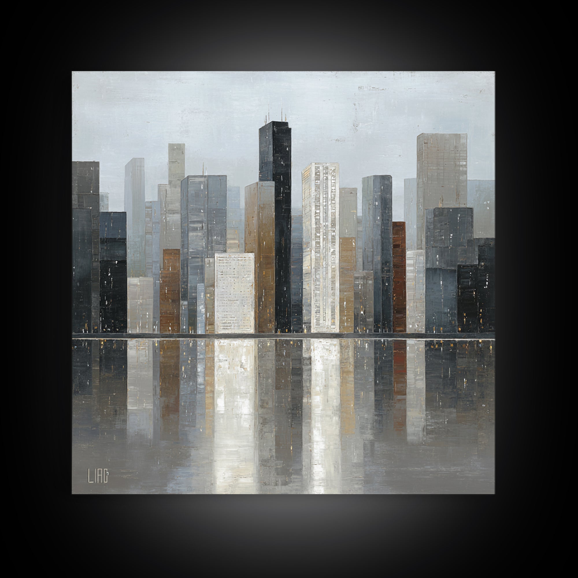 Modern City Skyline Canvas Print, Living Room Art, Modern Decor, Living Room Decor, Abstract Art, Living, Wall Decor, LIR-1x1-94