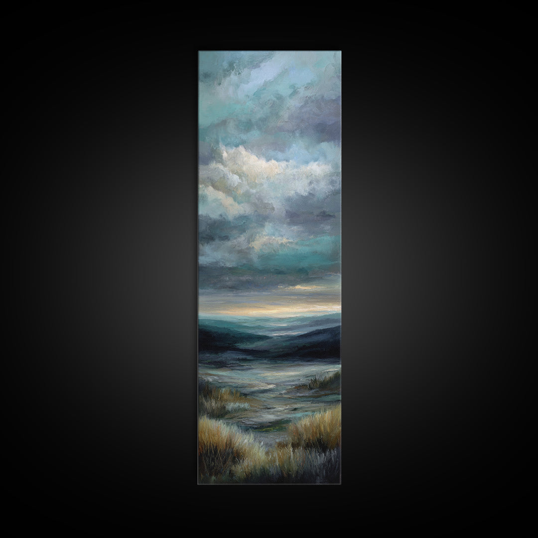 Modern Landscape with Expansive Calm Sky Framed Canvas Print, Living Room Art, Oil Painting, Living Room Decor, Living, LIR-1x3-15