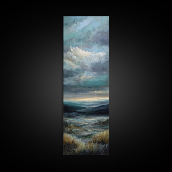 Modern Landscape with Expansive Calm Sky Framed Canvas Print, Living Room Art, Oil Painting, Living Room Decor, Living, LIR-1x3-15