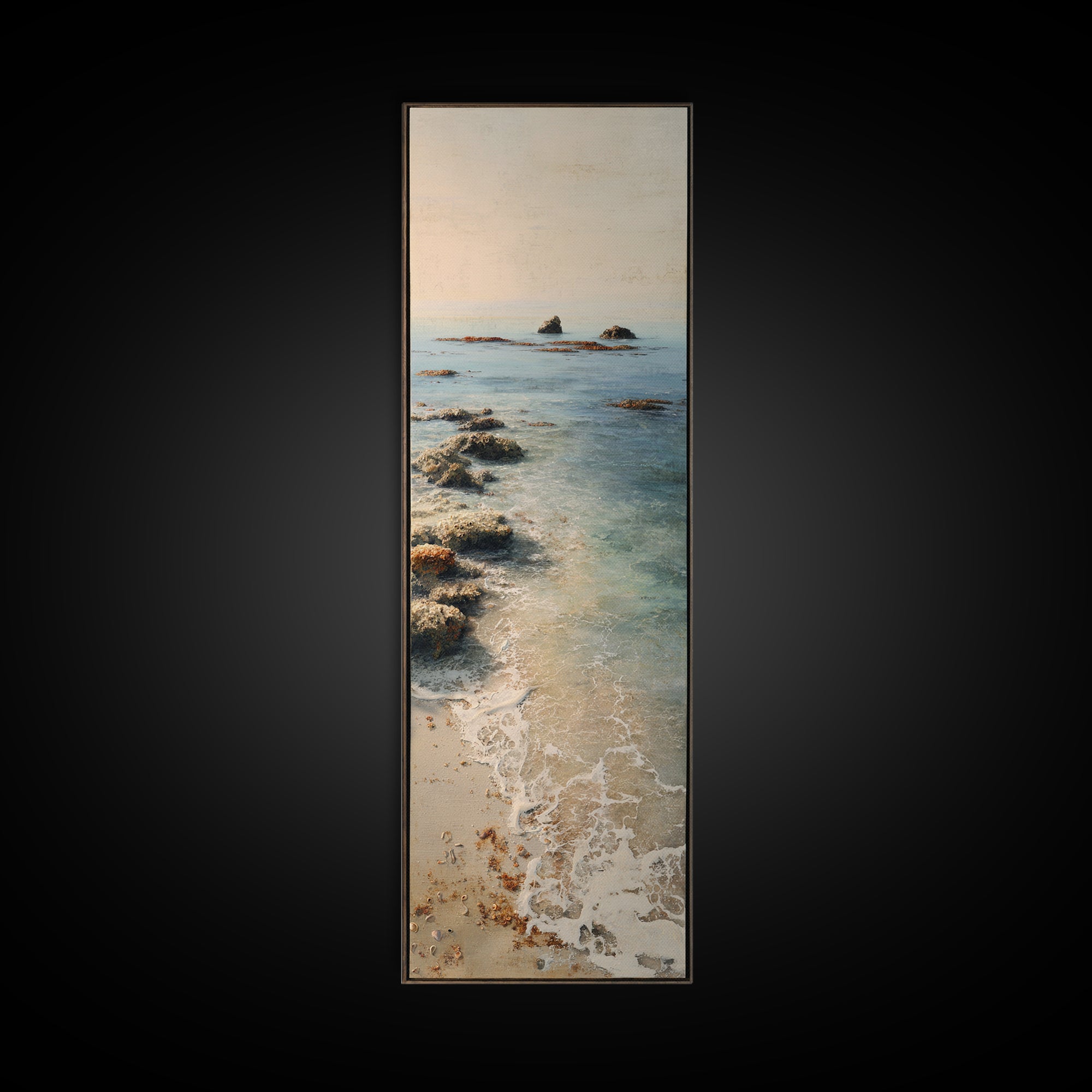 Moody Seascape for Dramatic Focal Point Canvas Print, Living Room Art, Neutral Decor, Living Room Decor, Fine Art, Living, LIR-1x3-18