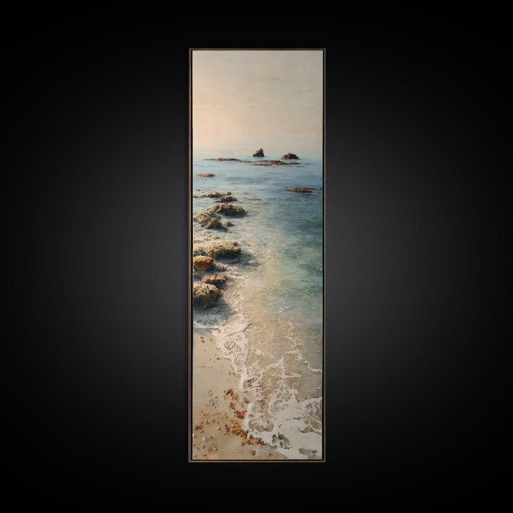 Moody Seascape for Dramatic Focal Point Canvas Print, Living Room Art, Neutral Decor, Living Room Decor, Fine Art, Living, LIR-1x3-18