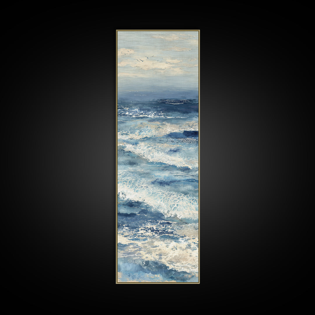 Coastal Aerial Shoreline Canvas Print, Living Room Art, Large Wall Art, Living Room Decor, Fine Art, Living, Dopamine Decor, LIR-1x3-23