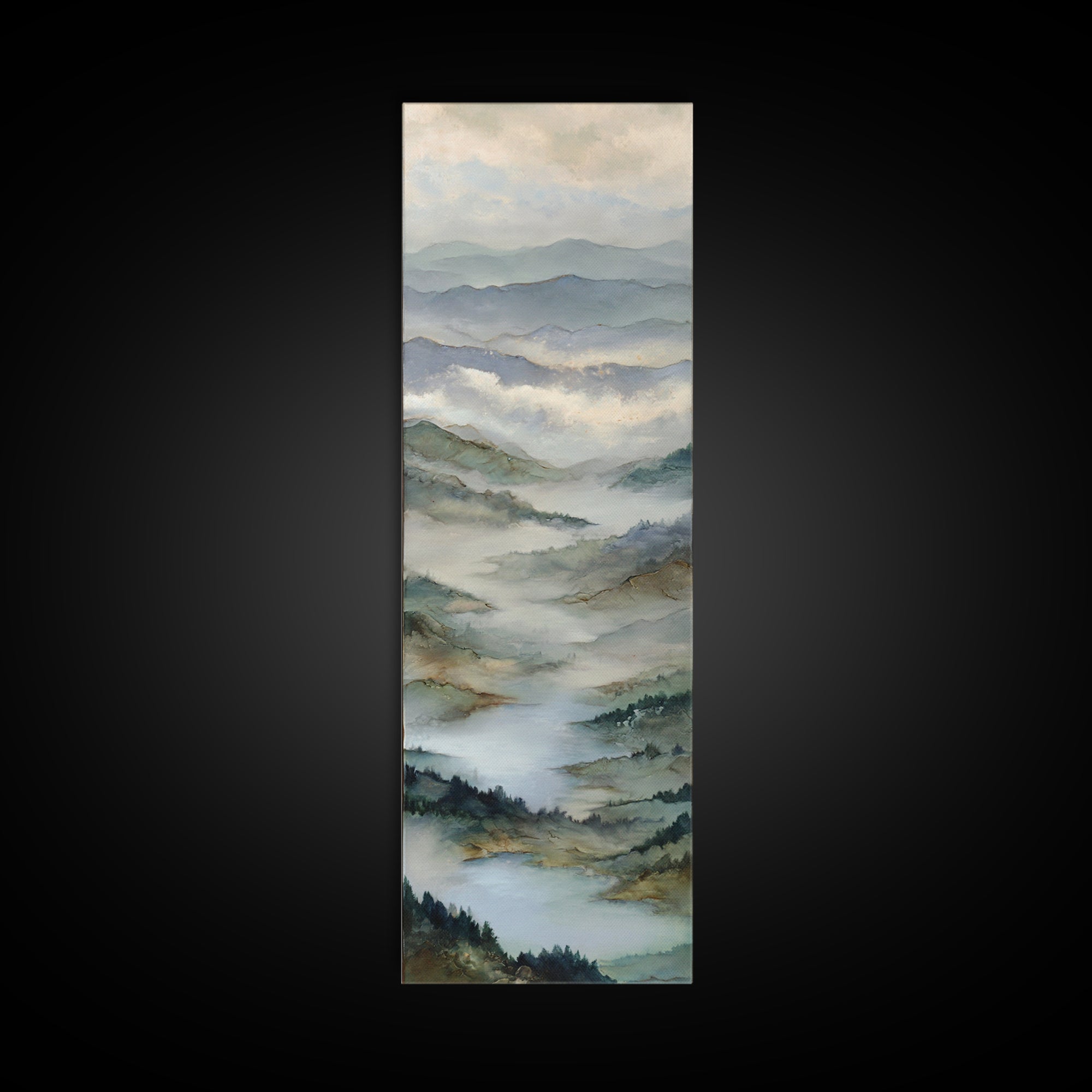 Classic Mountain Panorama for Cozy Interiors Canvas Print, Living Room Art, Painting, Living Room Decor, Fine Art, Living, LIR-1x3-28