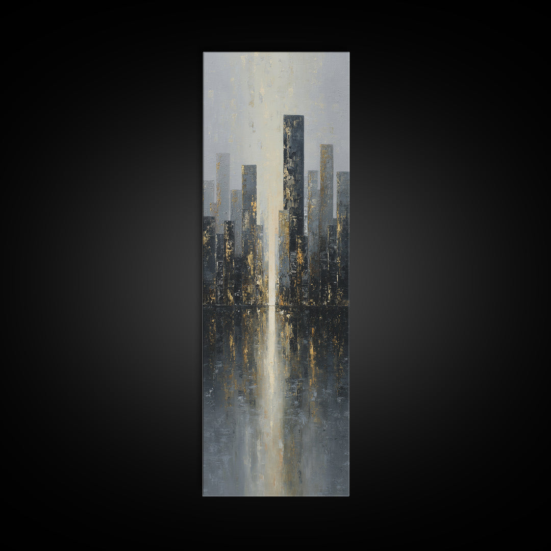 Modern City Skyline Framed Canvas Print, Living Room Art, 3 Piece Wall Art, Living Room Decor, Abstract Art, Living, LIR-1x3-34