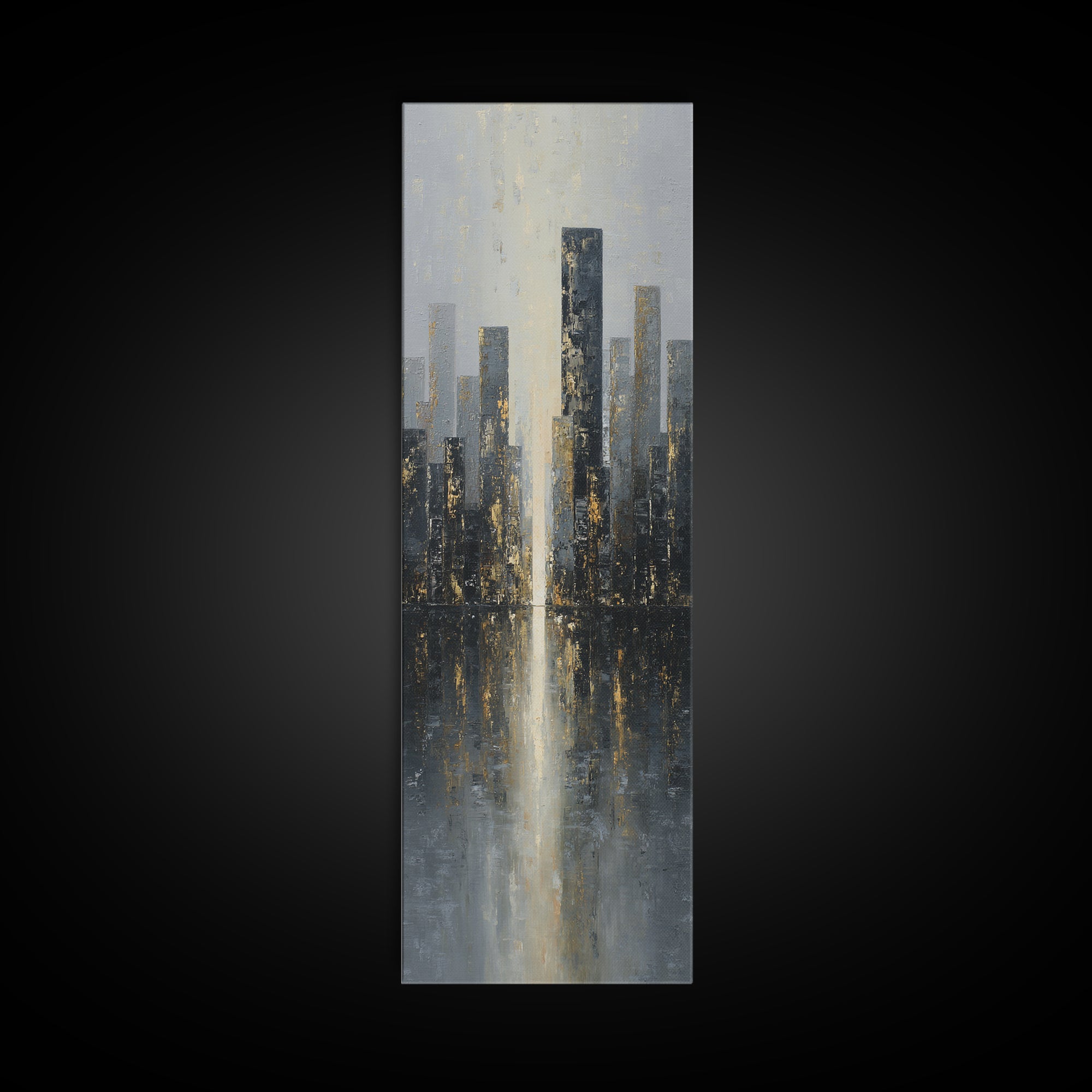 Modern City Skyline Framed Canvas Print, Living Room Art, 3 Piece Wall Art, Living Room Decor, Abstract Art, Living, LIR-1x3-34