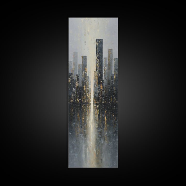 Modern City Skyline Framed Canvas Print, Living Room Art, 3 Piece Wall Art, Living Room Decor, Abstract Art, Living, LIR-1x3-34