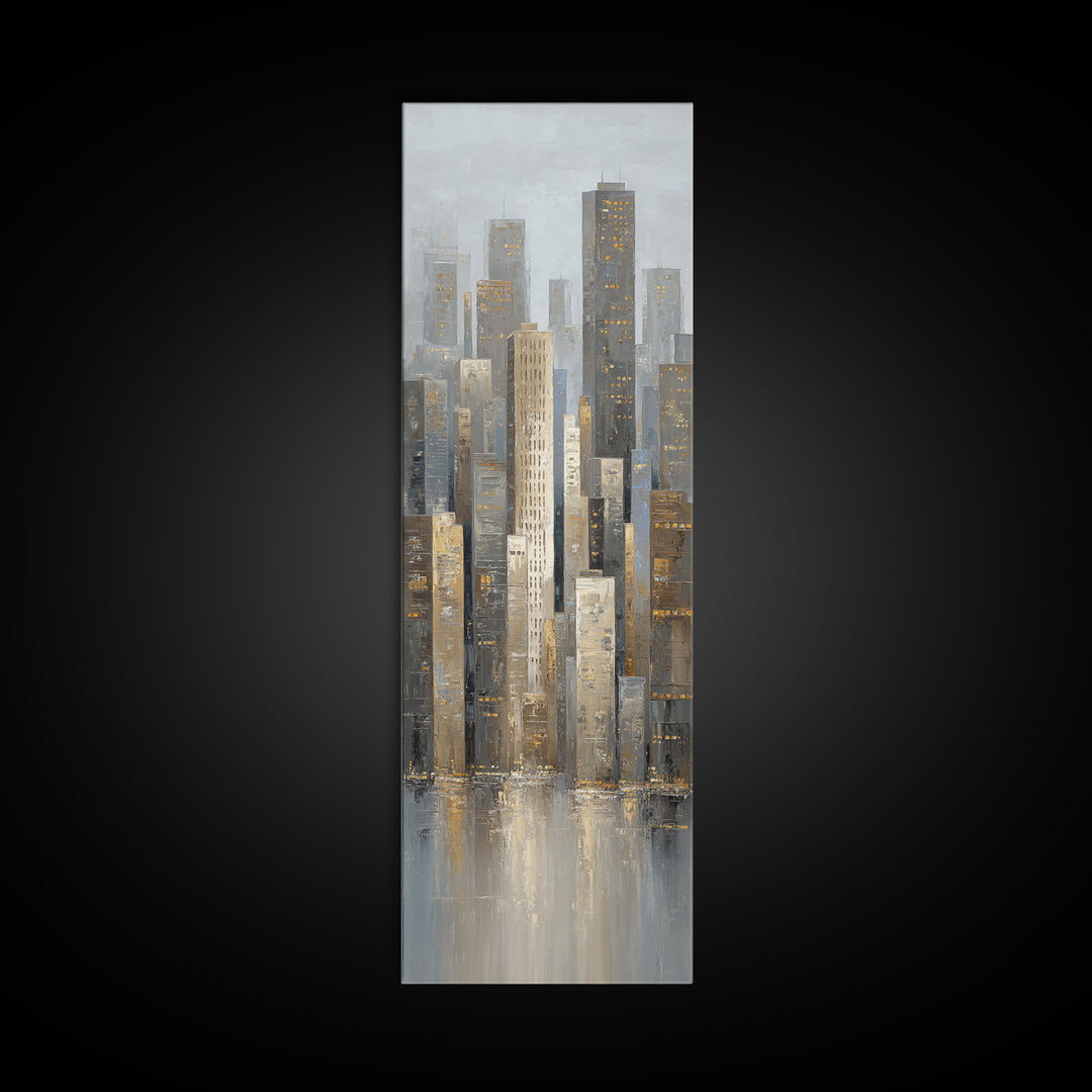 Modern City Skyline Framed Canvas Print, Living Room Art, 3 Piece Wall Art, Living Room Decor, Abstract Art, Living, LIR-1x3-58