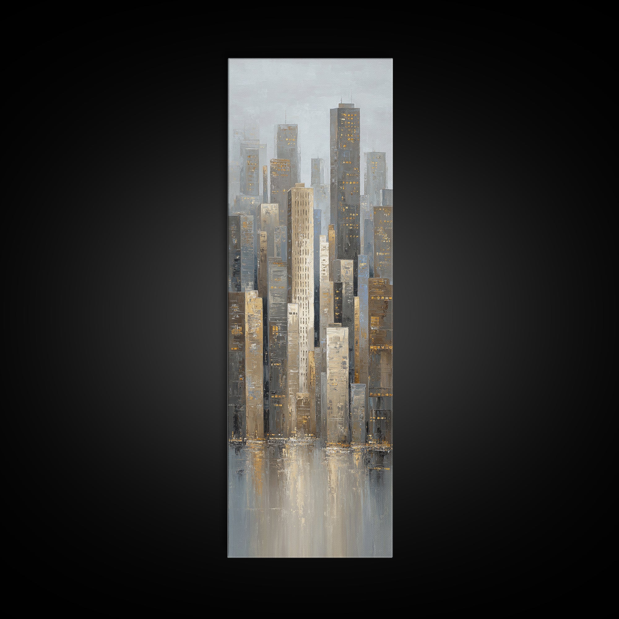 Modern City Skyline Framed Canvas Print, Living Room Art, 3 Piece Wall Art, Living Room Decor, Abstract Art, Living, LIR-1x3-58