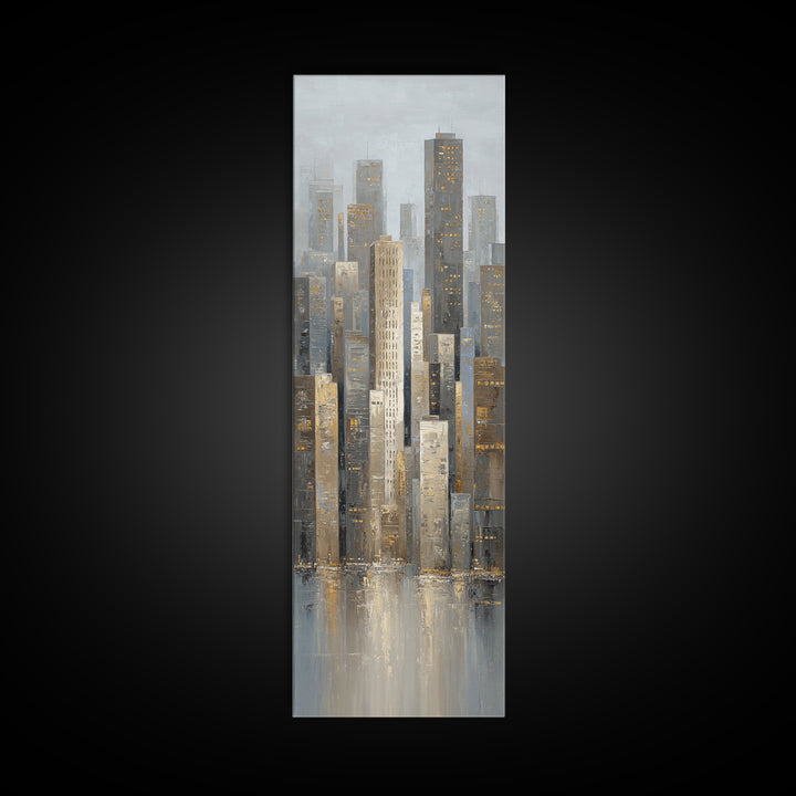 Modern City Skyline Framed Canvas Print, Living Room Art, 3 Piece Wall Art, Living Room Decor, Abstract Art, Living, LIR-1x3-58