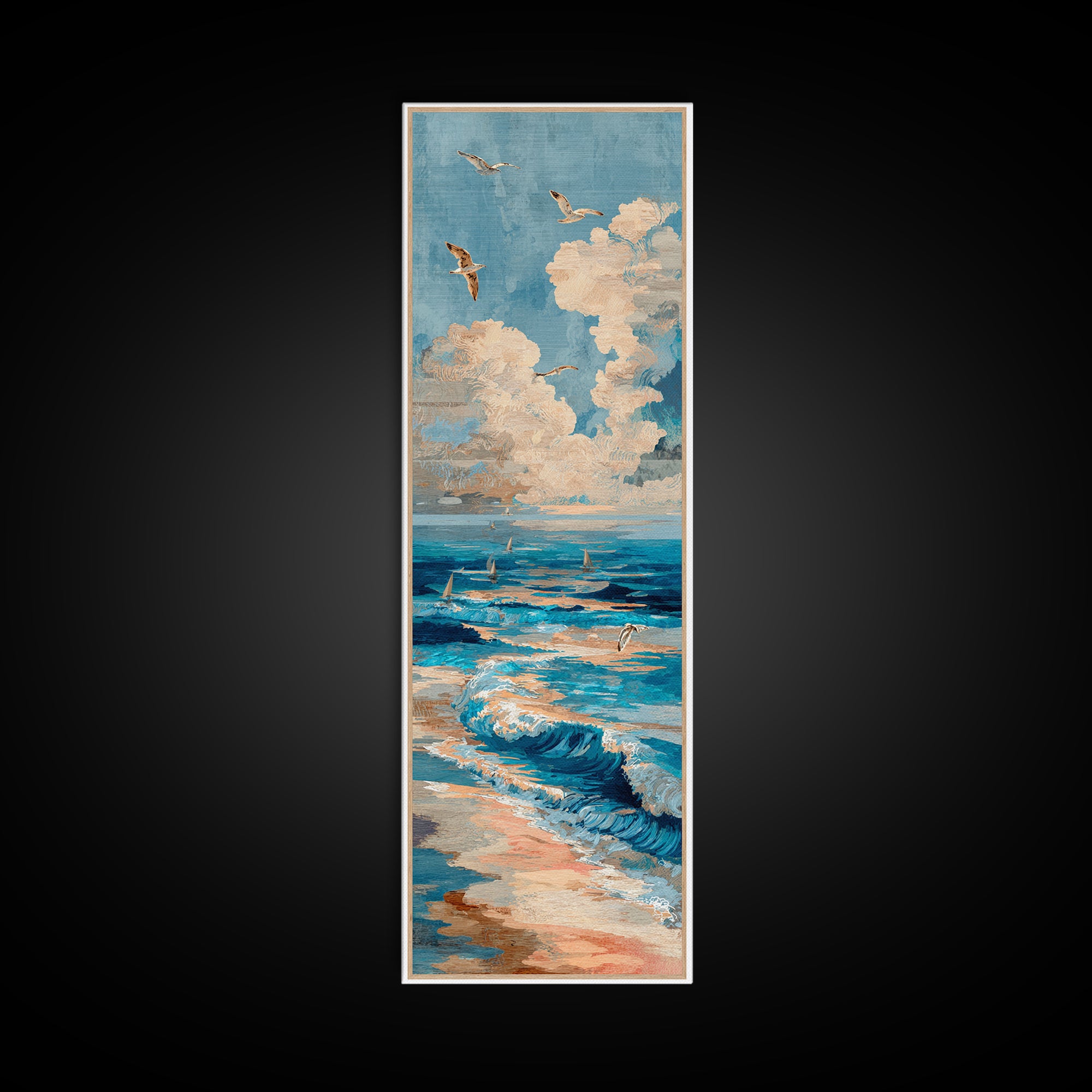 Coastal Aerial Shoreline Framed Canvas Print, Living Room Art, Gallery Decor, Living Room Decor, Fine Art, Living, Wall Art, LIR-1x3-71