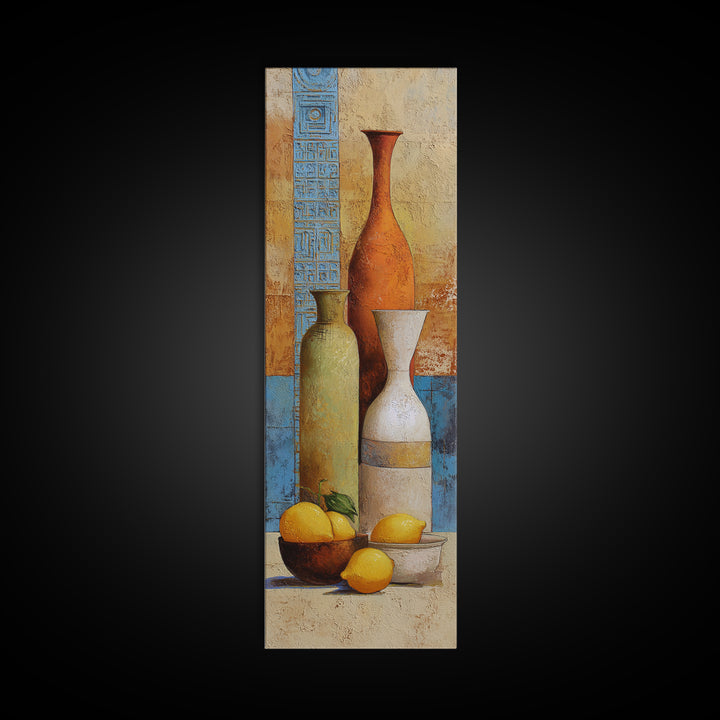 Warm Mediterranean Lemon Still Life Canvas Print, Living Room Art, Statement Artwork, Living Room Decor, Fine Art, Living, LIR-1x3-78