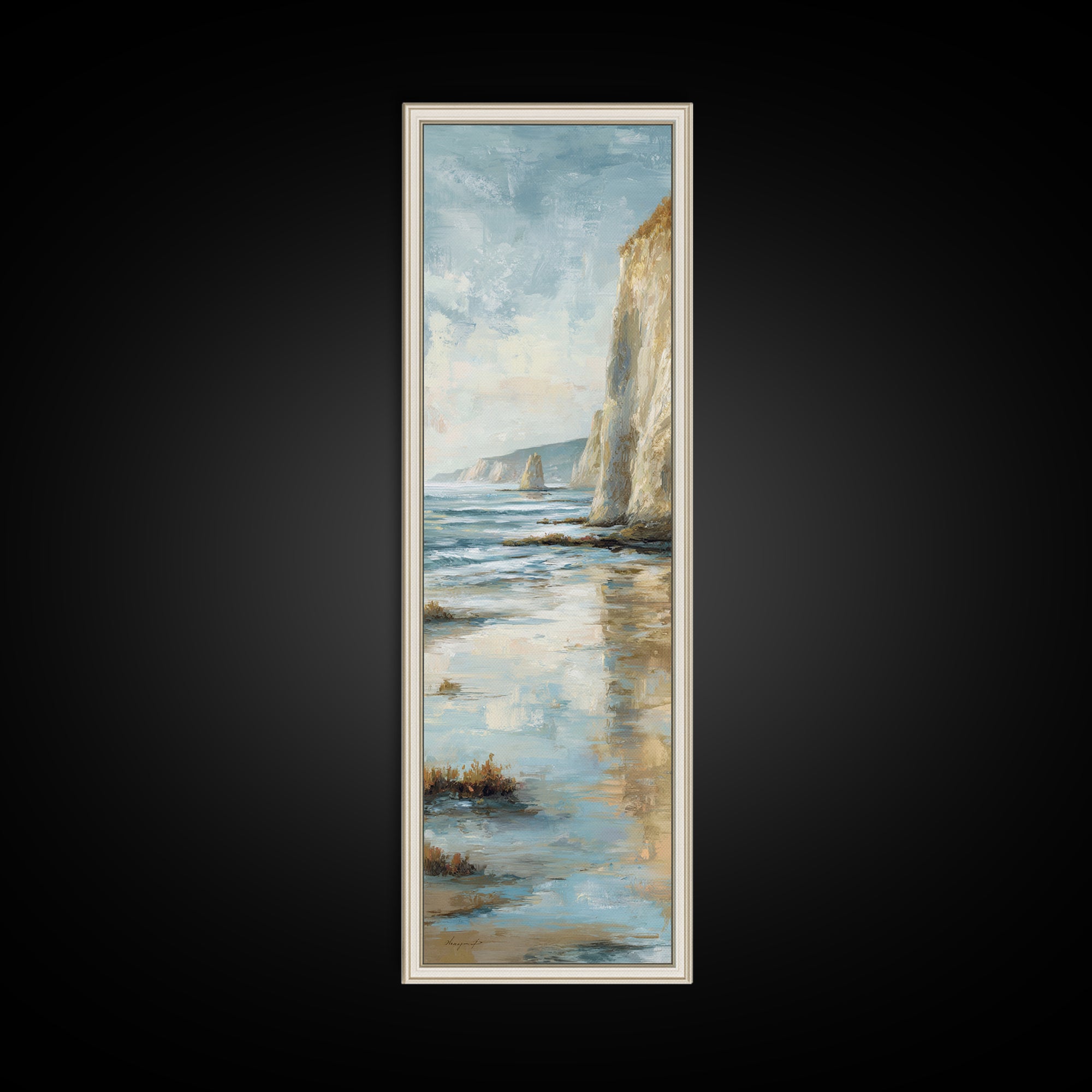 Moody Seascape for Dramatic Focal Point Canvas Print, Living Room Art, Wall Art, Living Room Decor, Oil Painting, Living, LIR-1x3-90