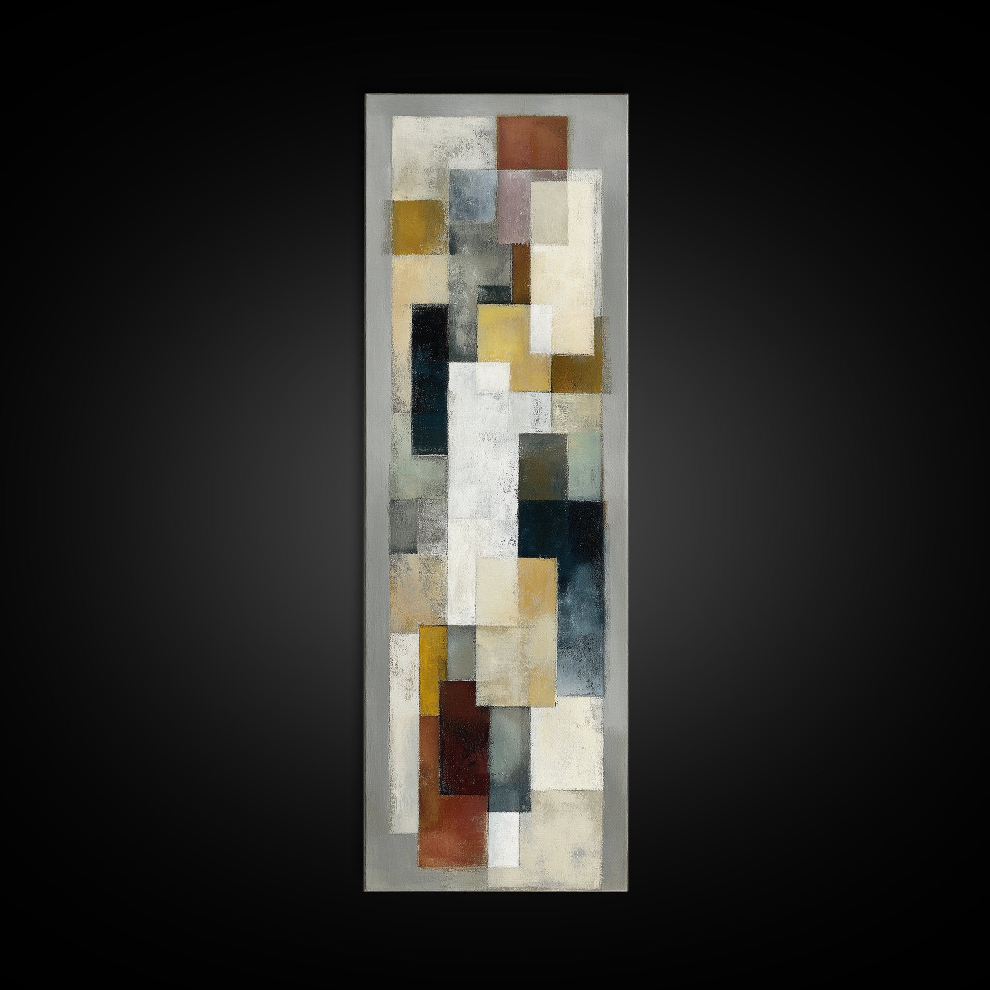 Mid Century Geometric Artwork Framed Canvas Print, Living Room Art, Oversized Wall Art, Living Room Decor, Abstract Art, Living, LIR-1x3-92