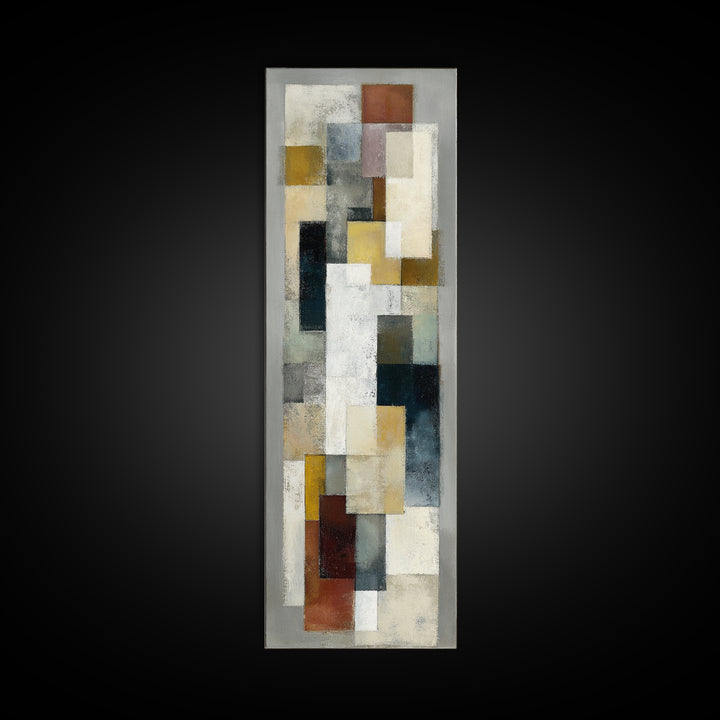 Mid Century Geometric Artwork Framed Canvas Print, Living Room Art, Oversized Wall Art, Living Room Decor, Abstract Art, Living, LIR-1x3-92