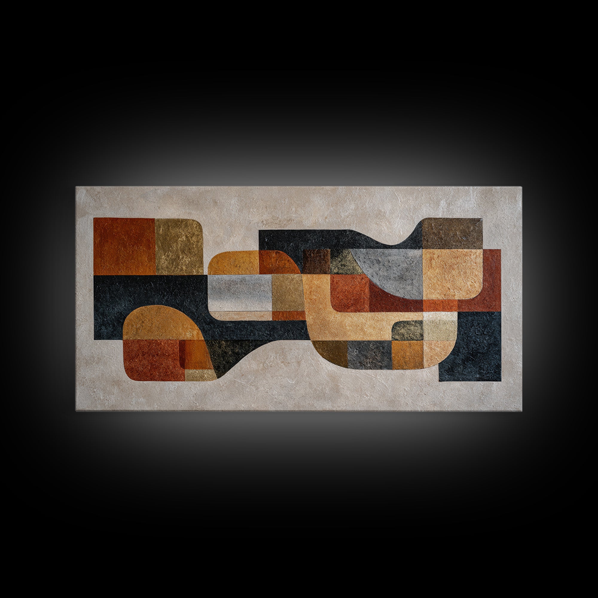 Mid Century Geometric Artwork Framed Canvas Print, Living Room Art, Living Room Decor, Fine Art, Living, Statement Artwork, LIR-2x1-100