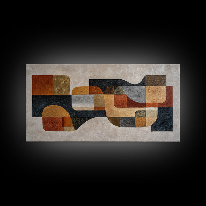 Mid Century Geometric Artwork Framed Canvas Print, Living Room Art, Living Room Decor, Fine Art, Living, Statement Artwork, LIR-2x1-100