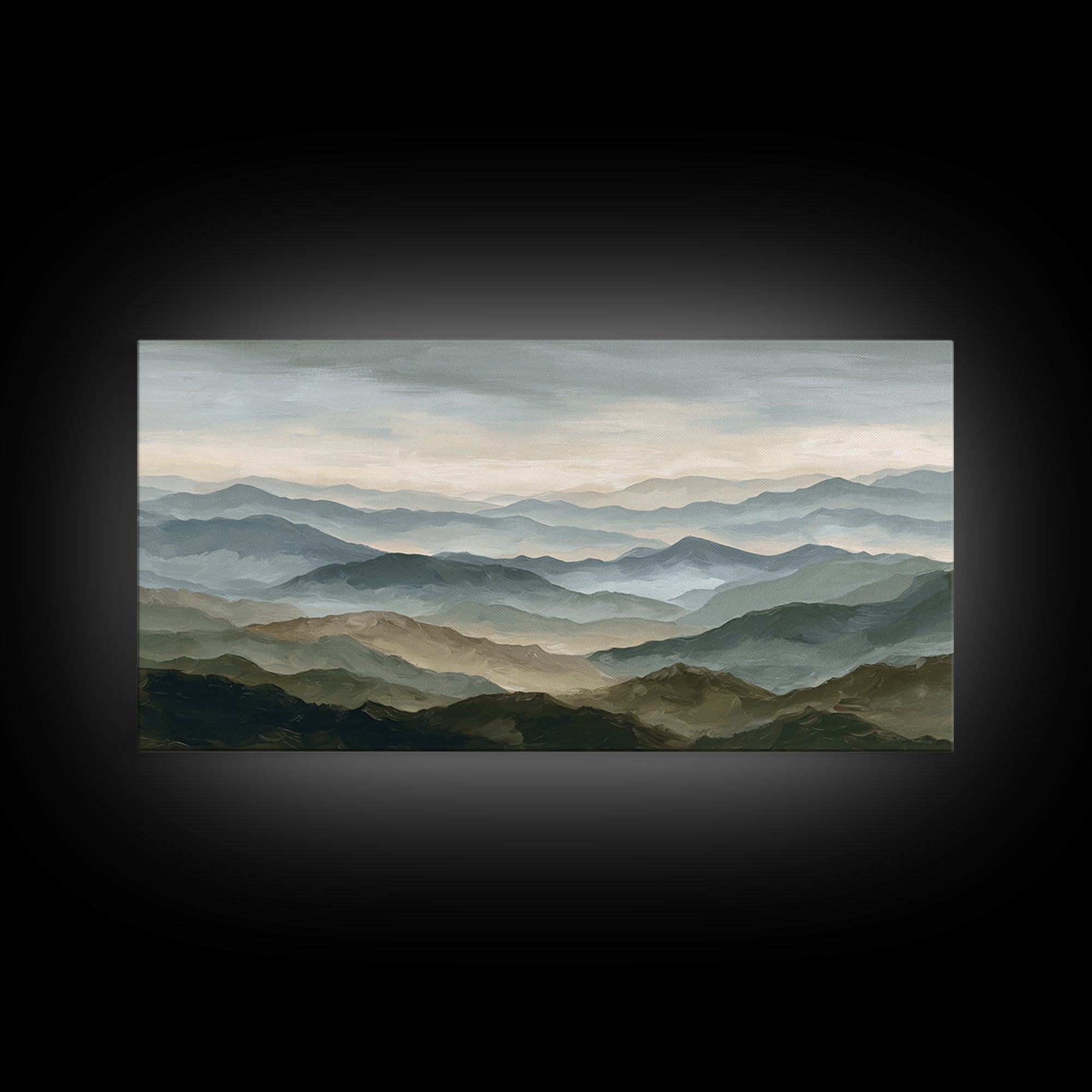 Classic Mountain Panorama for Cozy Interiors Framed Canvas Print, Living Room Art, Room Decor, Living Room Decor, Living, LIR-2x1-12