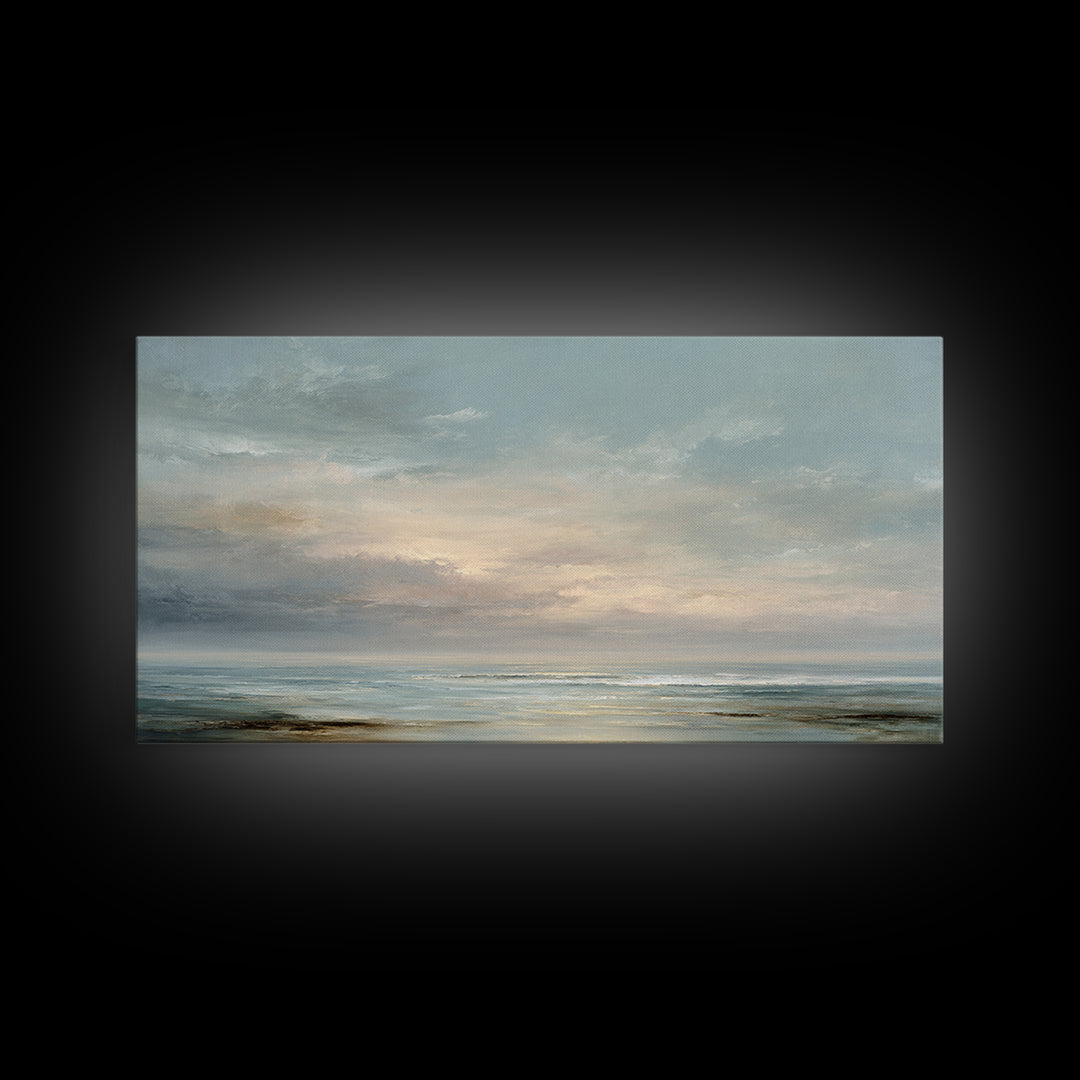 Large Cloudscape with Gentle Movement Framed Canvas Print, Living Room Art, Living Room Decor, Watercolor Art, Living, LIR-2x1-15