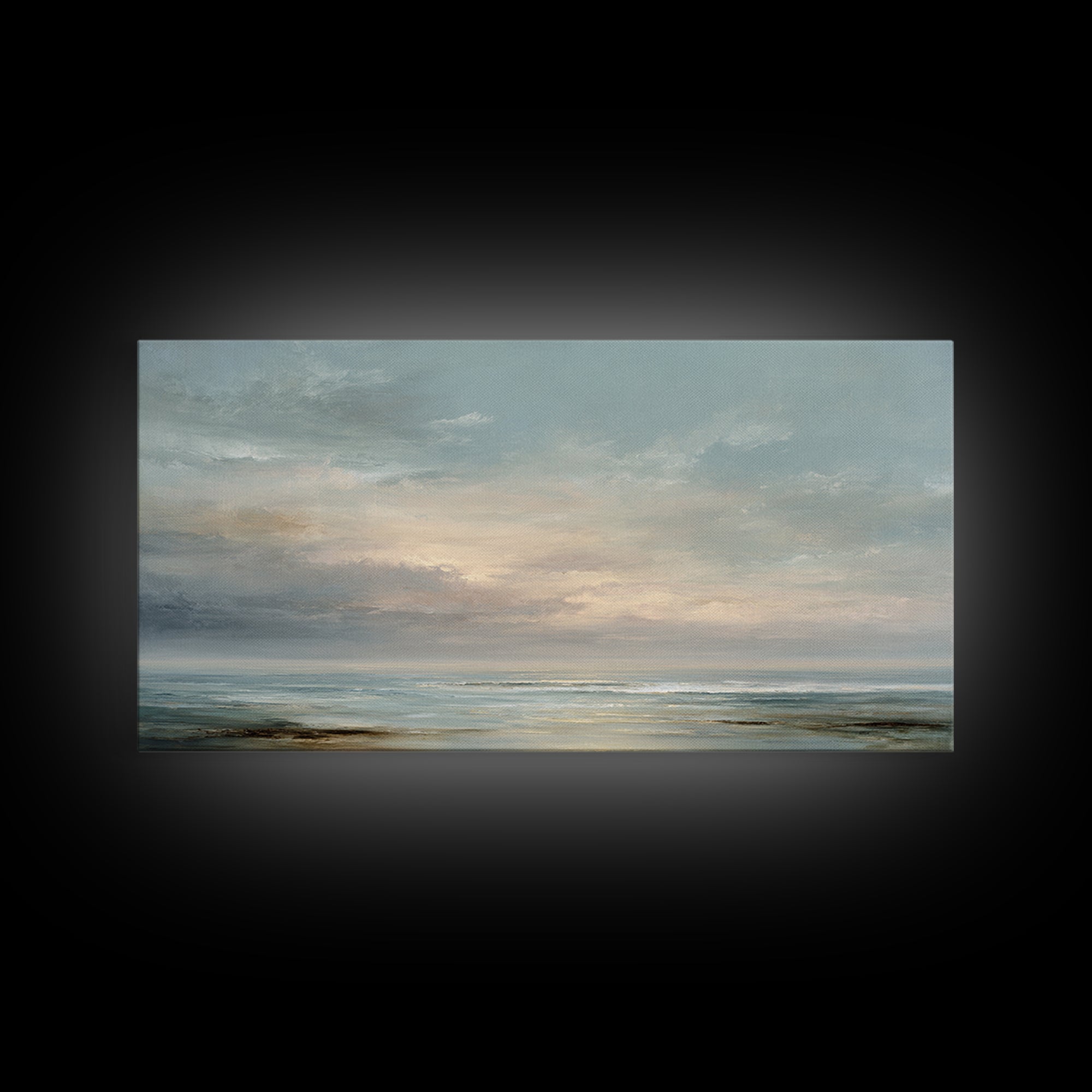 Large Cloudscape with Gentle Movement Framed Canvas Print, Living Room Art, Living Room Decor, Watercolor Art, Living, LIR-2x1-15