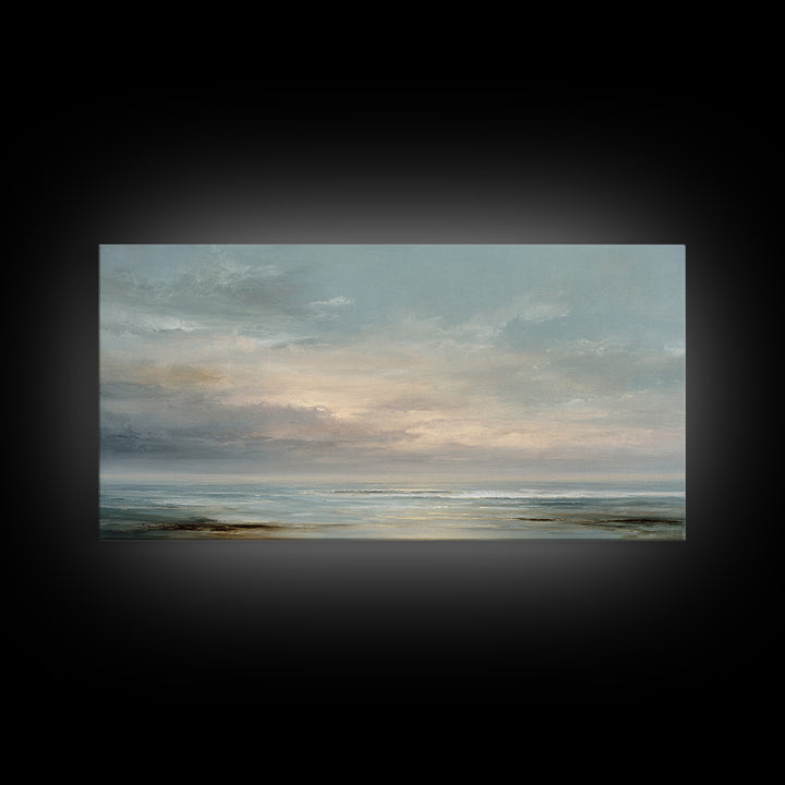 Large Cloudscape with Gentle Movement Framed Canvas Print, Living Room Art, Living Room Decor, Watercolor Art, Living, LIR-2x1-15