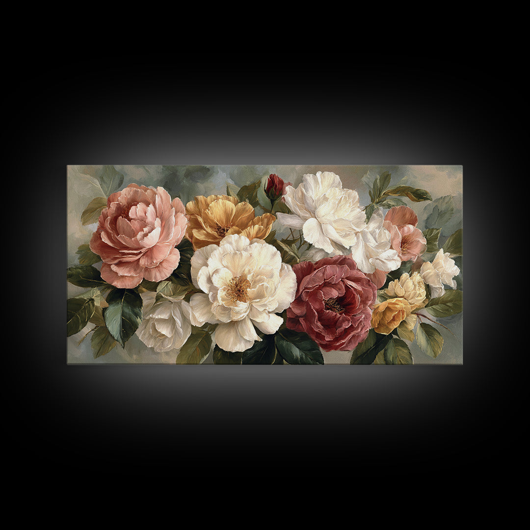 Botanical Vase Painting Canvas Print, Living Room Art, Textured Painting, Living Room Decor, Fine Art, Living, LIR-2x1-22