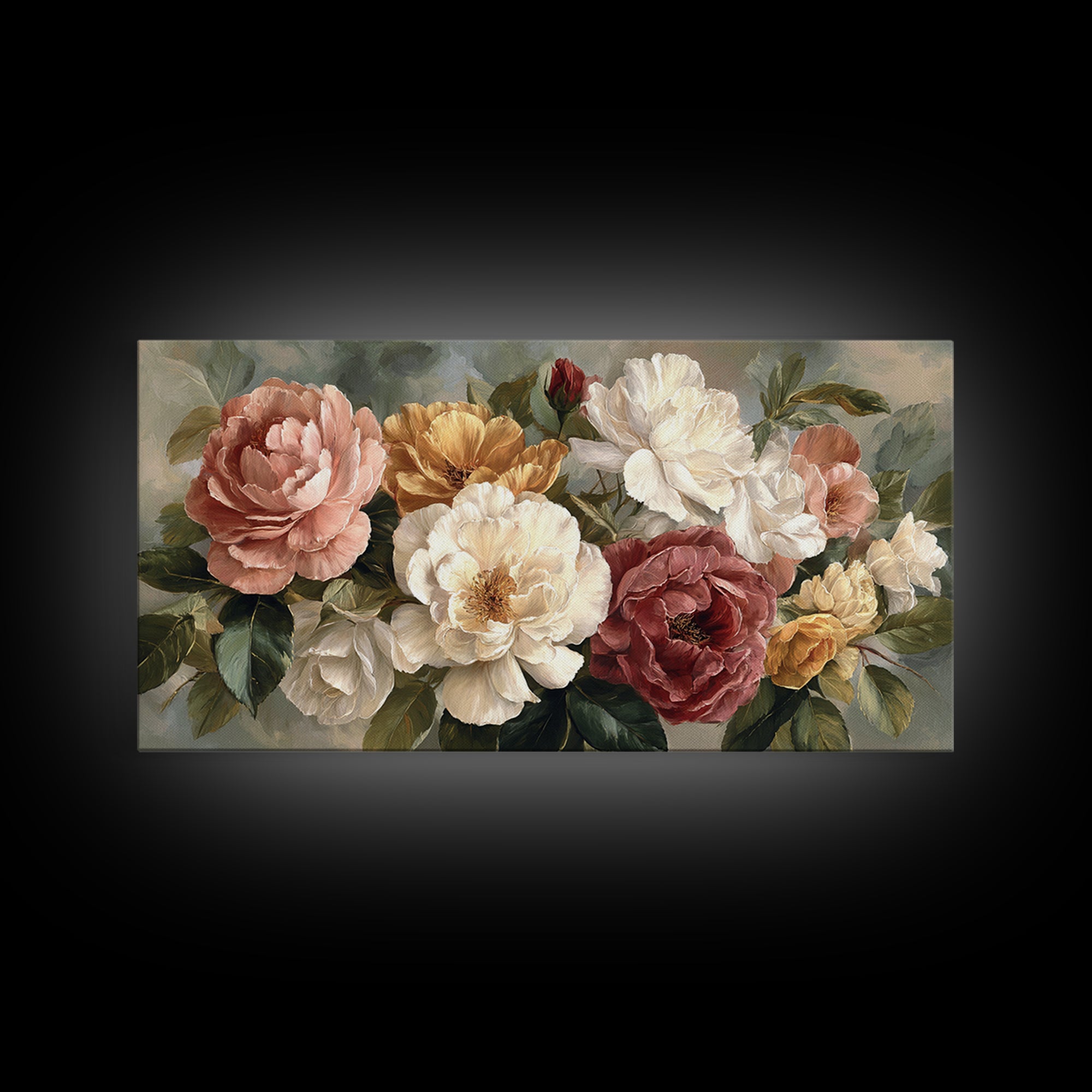 Botanical Vase Painting Canvas Print, Living Room Art, Textured Painting, Living Room Decor, Fine Art, Living, LIR-2x1-22