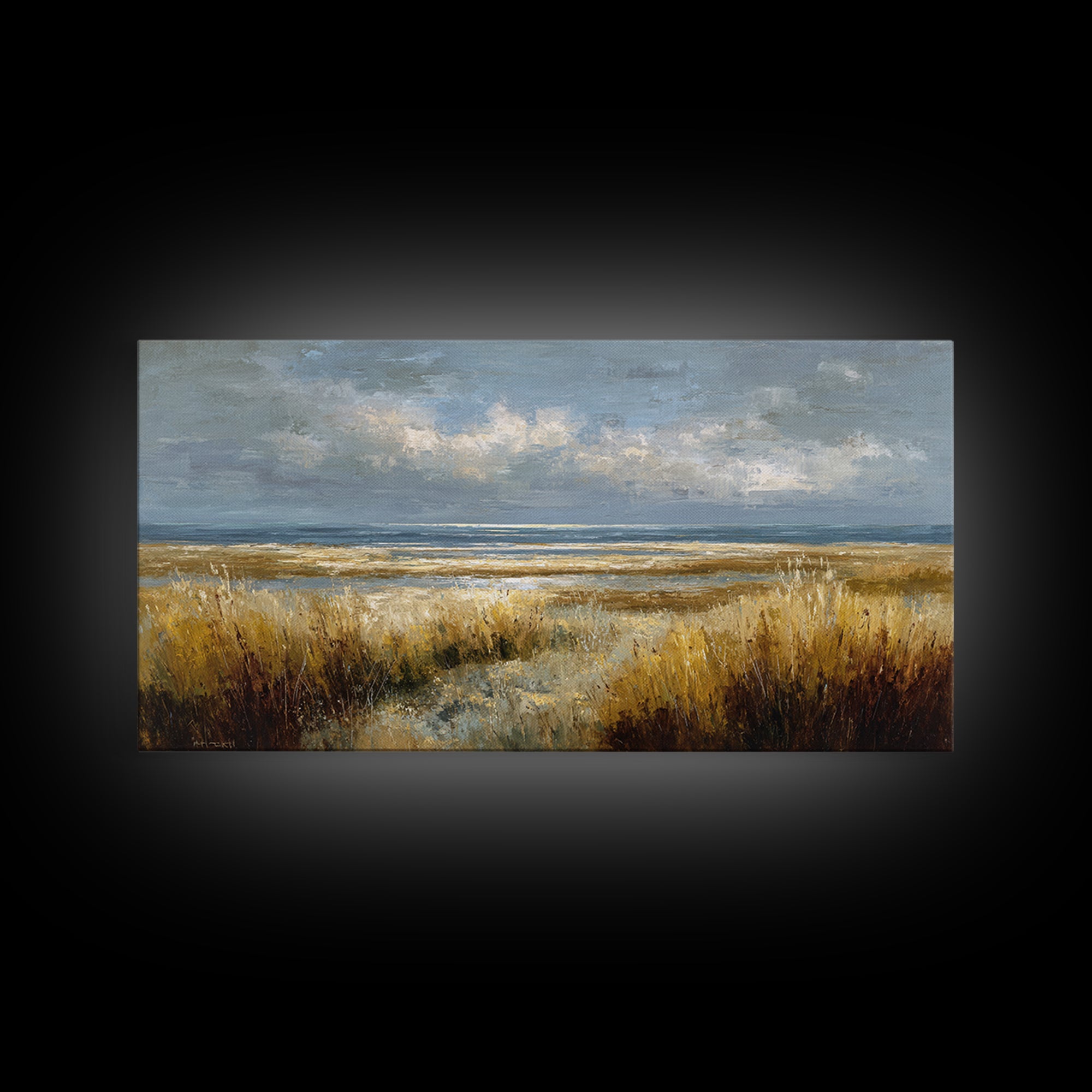 Modern Landscape with Expansive Calm Sky Framed Canvas Print, Living Room Art, Printable Wall Art, Living Room Decor, Living, LIR-2x1-23