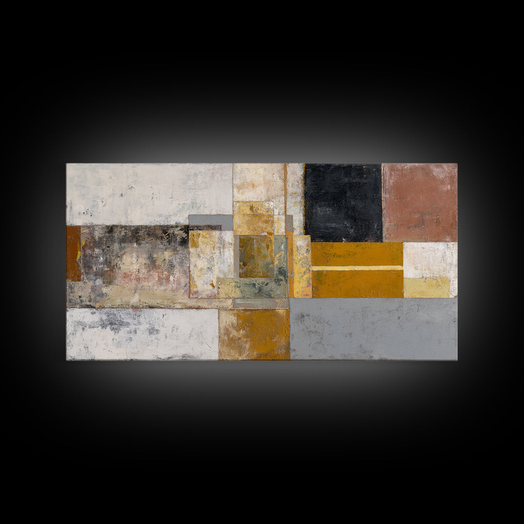 Mid Century Geometric Artwork Framed Canvas Print, Living Room Art, Contemporary Art, Living Room Decor, Abstract Art, Living, LIR-2x1-28
