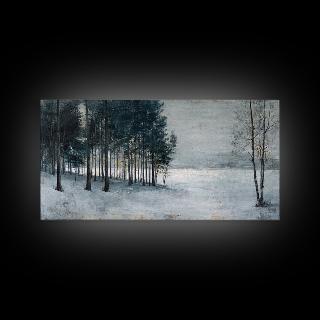 Minimal Scandinavian Forest Framed Canvas Print, Living Room Art, Painting, Living Room Decor, Fine Art, Living, Bedroom Decor, LIR-2x1-33