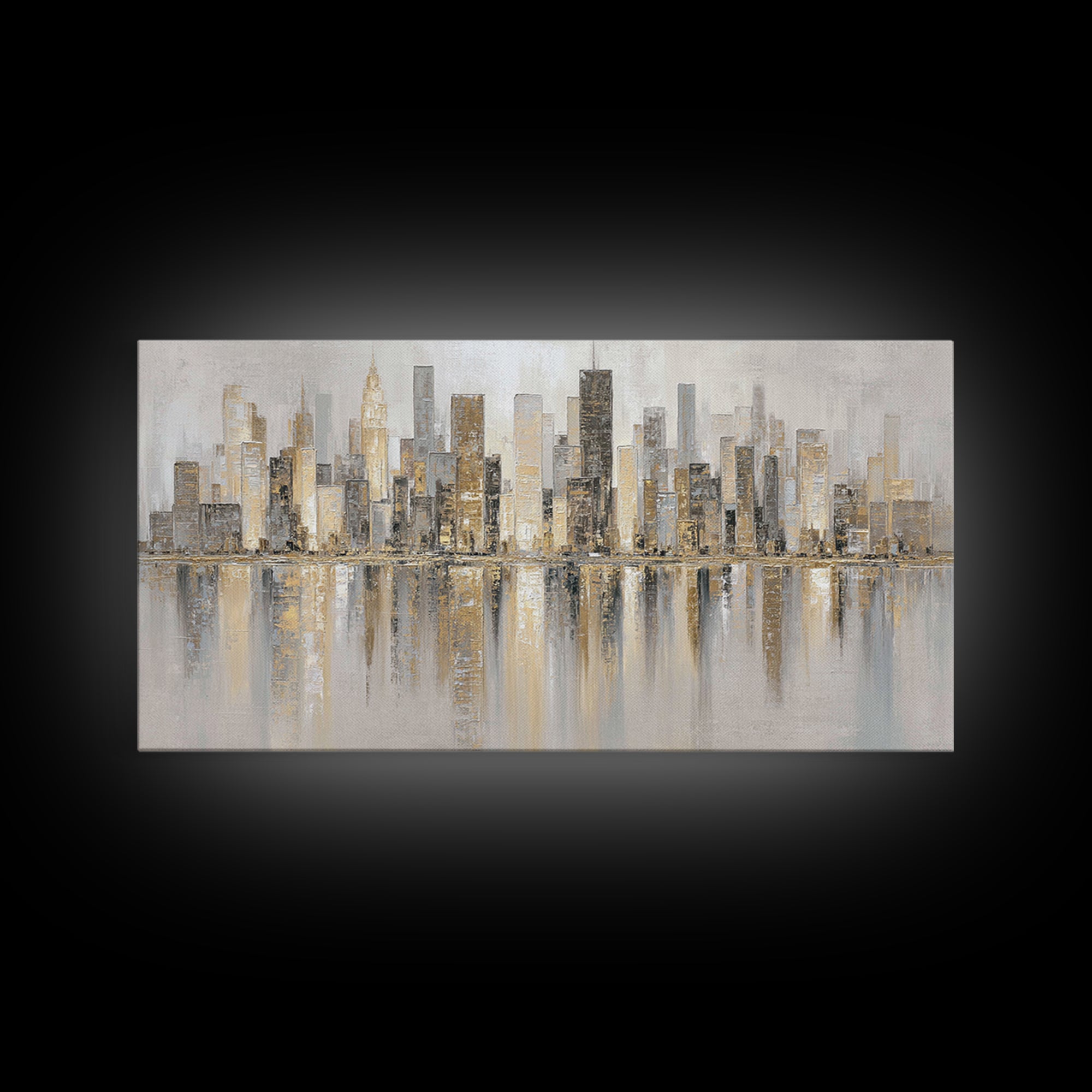 Modern City Skyline Framed Canvas Print, Living Room Art, Room Decor, Living Room Decor, Abstract Art, Living, Printable, LIR-2x1-42