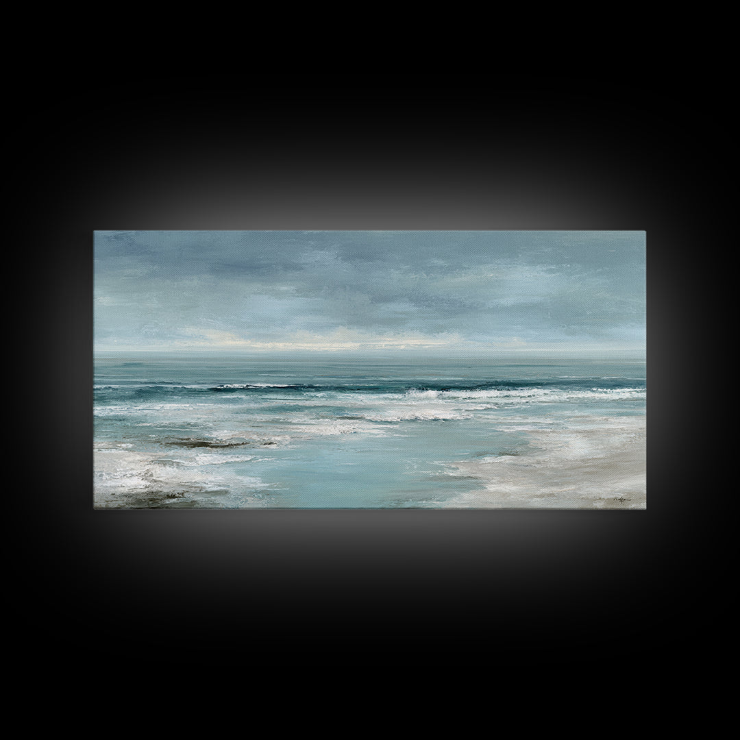 Moody Seascape for Dramatic Focal Point Framed Canvas Print, Living Room Art, Wall Decor, Living Room Decor, Fine Art, Living, LIR-2x1-50