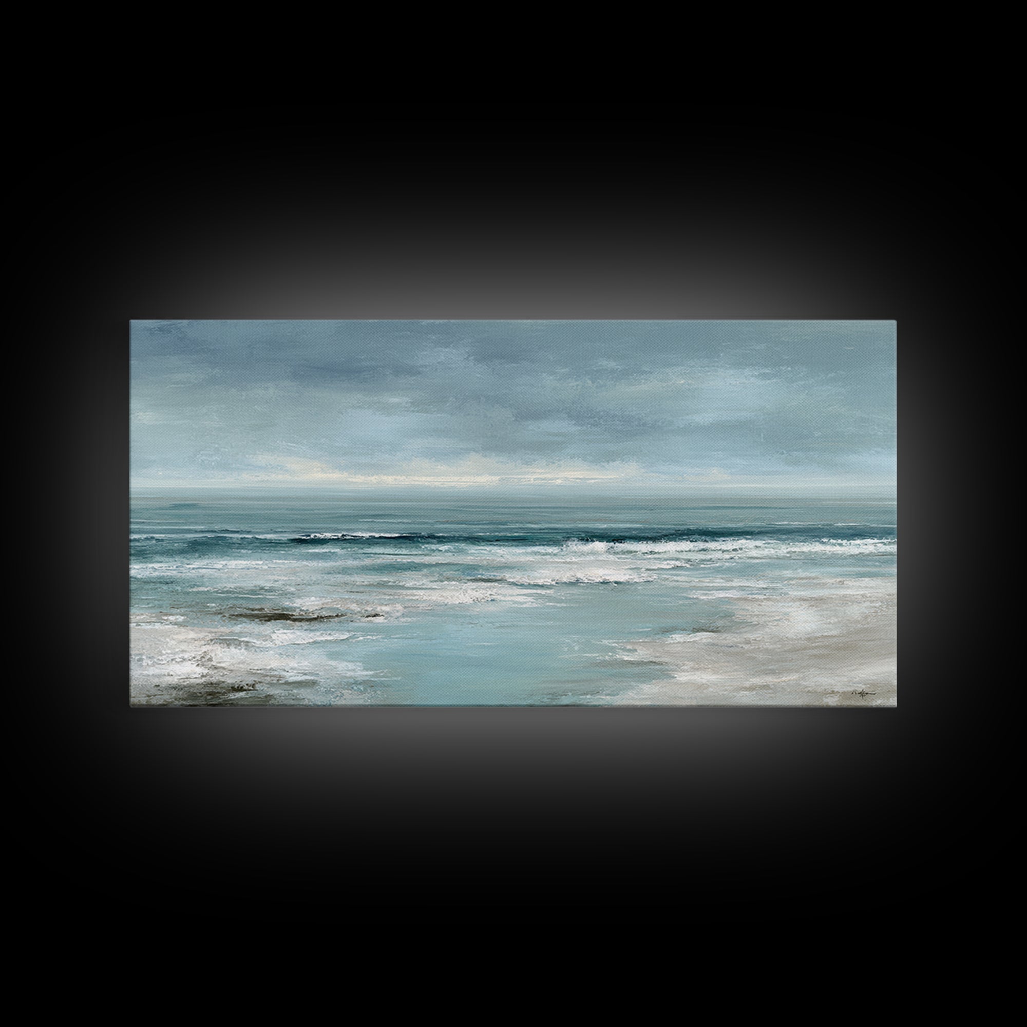 Moody Seascape for Dramatic Focal Point Framed Canvas Print, Living Room Art, Wall Decor, Living Room Decor, Fine Art, Living, LIR-2x1-50