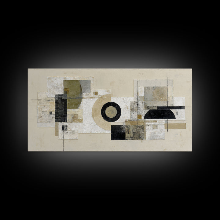 Black and White Architectural Arch Composition Canvas Print, Living Room Art, Abstract Art, Living Room Decor, Living, LIR-2x1-51