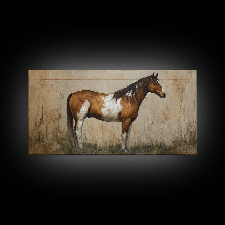 Contemporary Horse Portrait Canvas Print, Living Room Art, Painting, Living Room Decor, Fine Art, Living, Bedroom Decor, LIR-2x1-54
