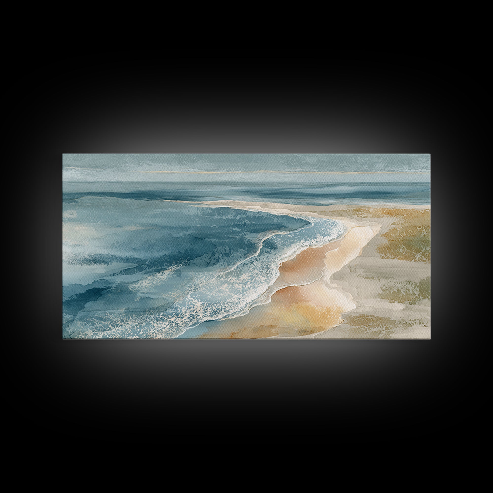 Coastal Aerial Shoreline Framed Canvas Print, Living Room Art, Bedroom Decor, Living Room Decor, Living, Bedroom Wall Art, LIR-2x1-55