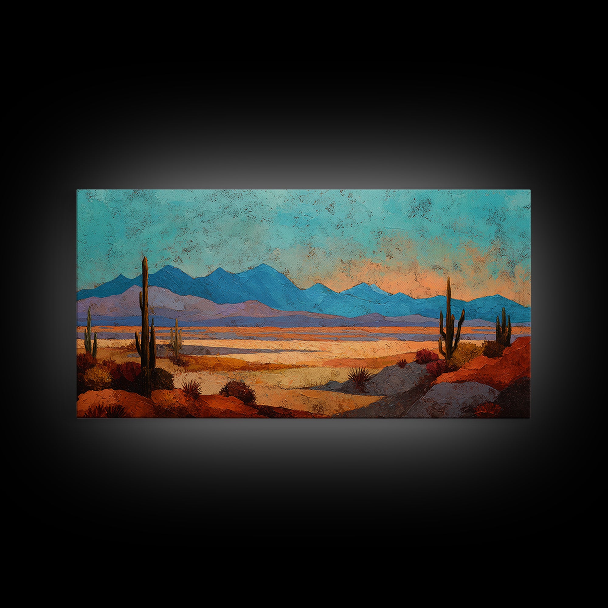 Earthy Desert Landscape Framed Canvas Print, Living Room Art, Living Room Decor, Watercolor Art, Living, New Home Gift, LIR-2x1-56