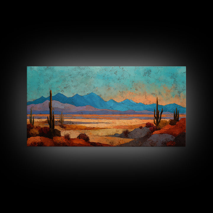 Earthy Desert Landscape Framed Canvas Print, Living Room Art, Living Room Decor, Watercolor Art, Living, New Home Gift, LIR-2x1-56