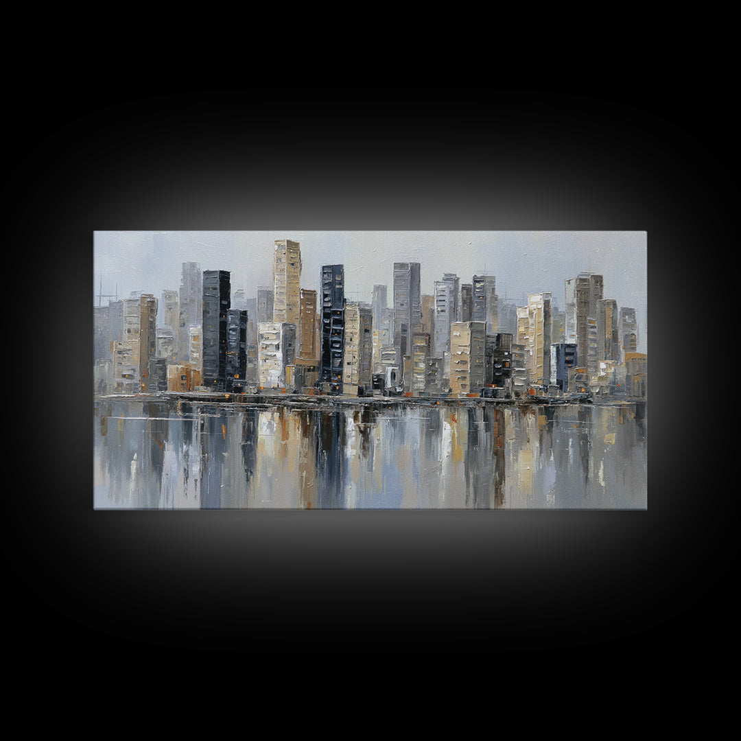 Modern City Skyline Canvas Print, Living Room Art, Home Decor, Living Room Decor, Abstract Art, Living, Large Wall Art, LIR-2x1-66
