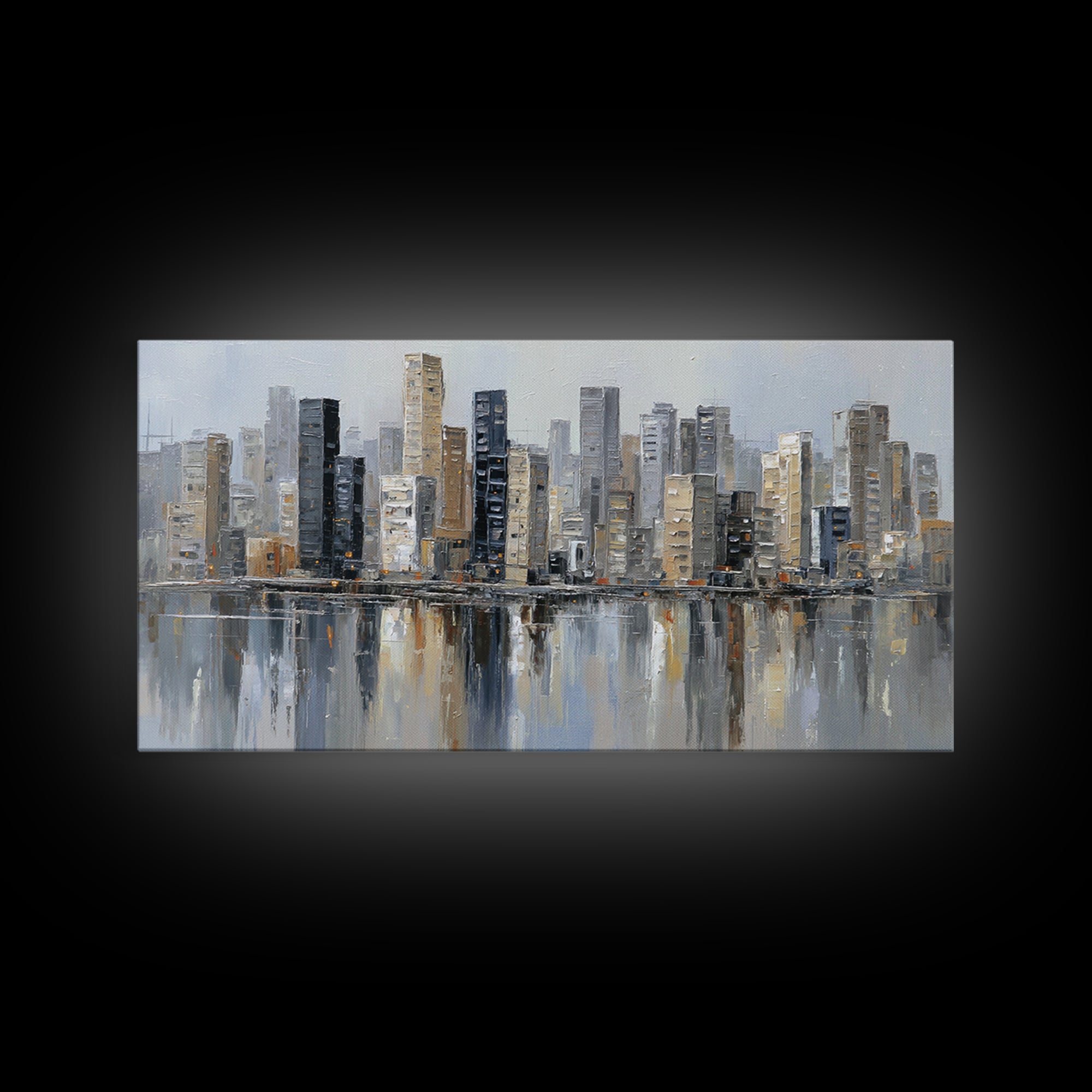 Modern City Skyline Canvas Print, Living Room Art, Home Decor, Living Room Decor, Abstract Art, Living, Large Wall Art, LIR-2x1-66