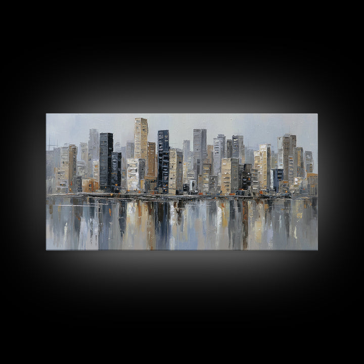 Modern City Skyline Canvas Print, Living Room Art, Home Decor, Living Room Decor, Abstract Art, Living, Large Wall Art, LIR-2x1-66