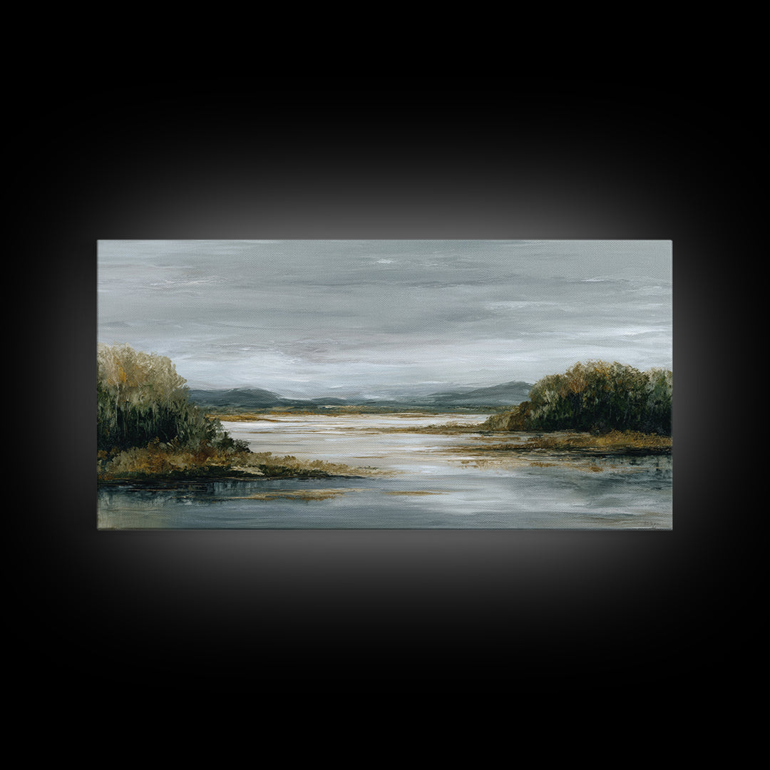 Quiet Meadow Landscape Framed Canvas Print, Living Room Art, Gallery Decor, Living Room Decor, Fine Art, Living, Wall Art, LIR-2x1-67