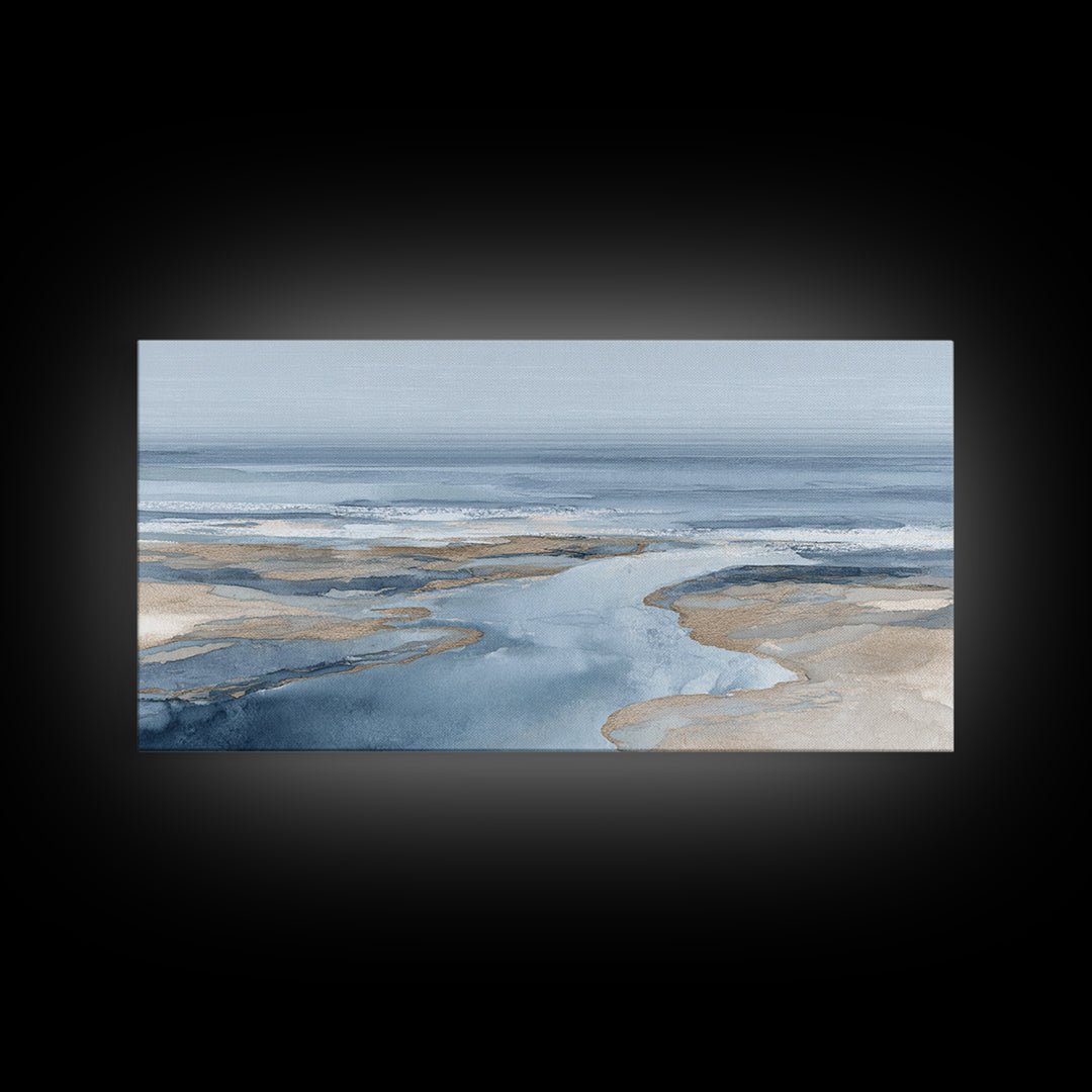 Coastal Aerial Shoreline Framed Canvas Print, Living Room Art, Digital Prints, Living Room Decor, Living, Apartment Decor, LIR-2x1-7