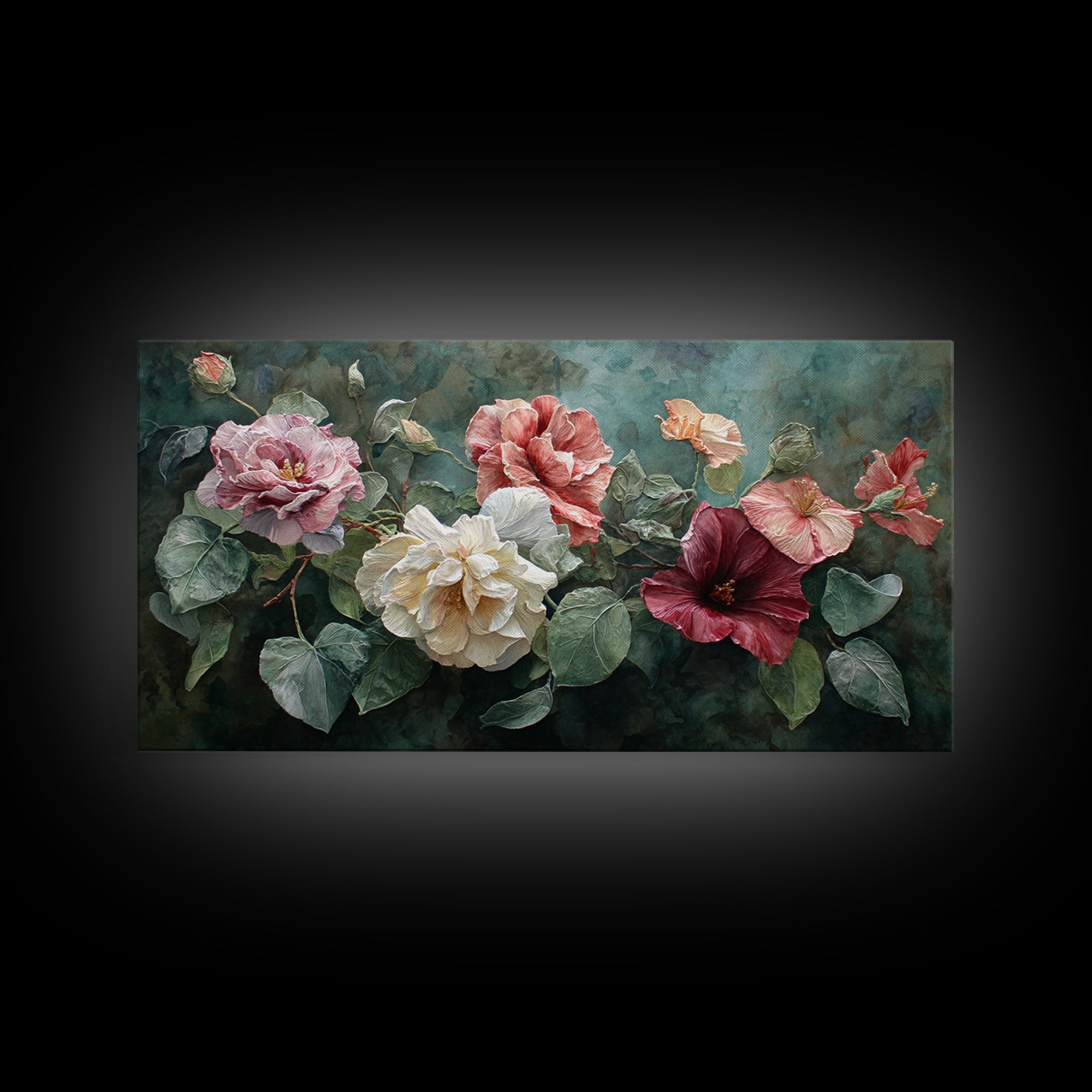 Botanical Vase Painting Canvas Print, Living Room Art, Printable, Living Room Decor, Oil Painting, Living, Printable Art, LIR-2x1-70