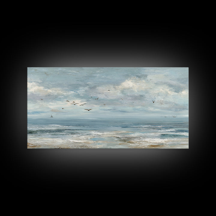 Coastal Aerial Shoreline Framed Canvas Print, Living Room Art, Living Room Wall Art, Living Room Decor, Fine Art, Living, LIR-2x1-79