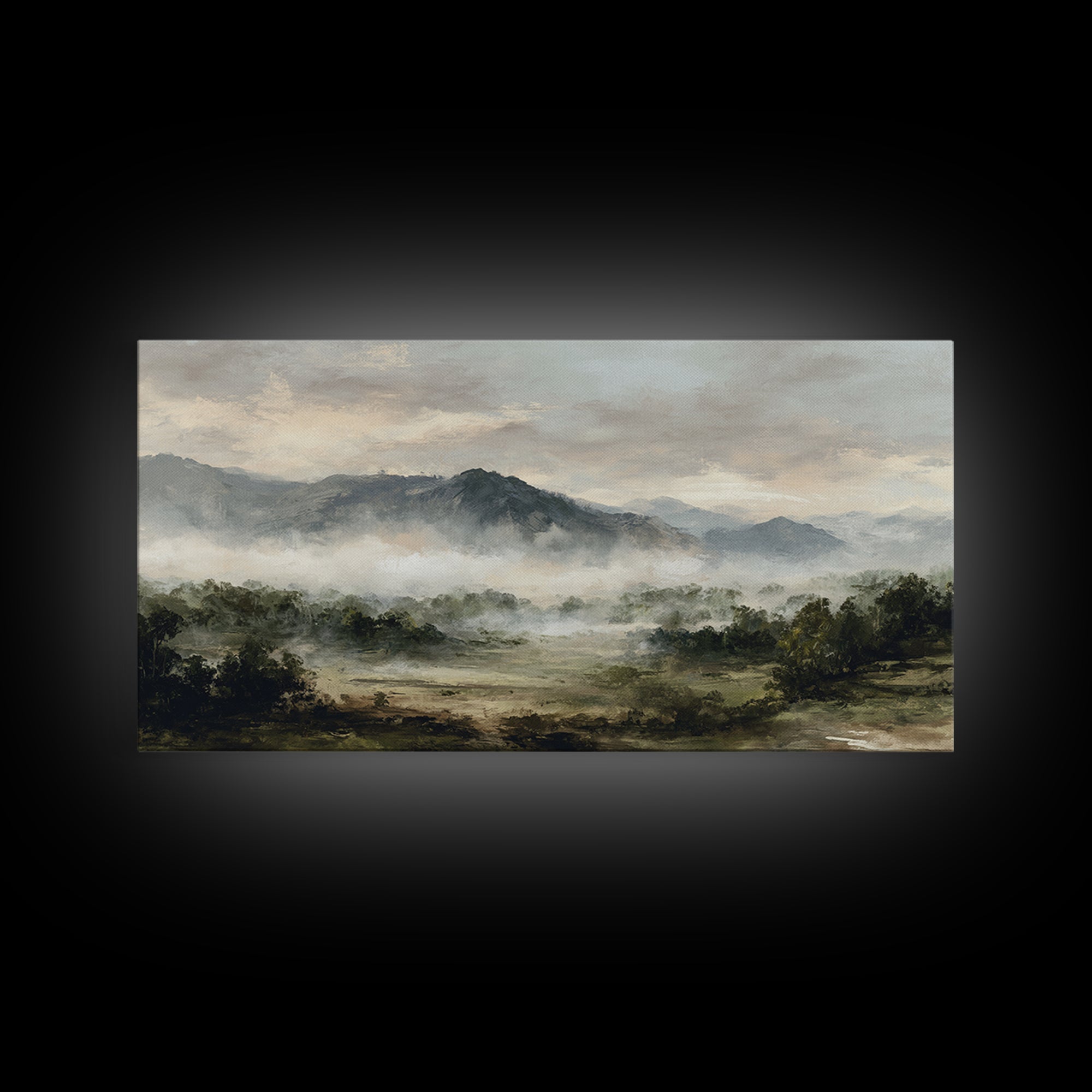 Classic Mountain Panorama for Cozy Interiors Framed Canvas Print, Living Room Art, New Home Gift, Living Room Decor, Living, LIR-2x1-84