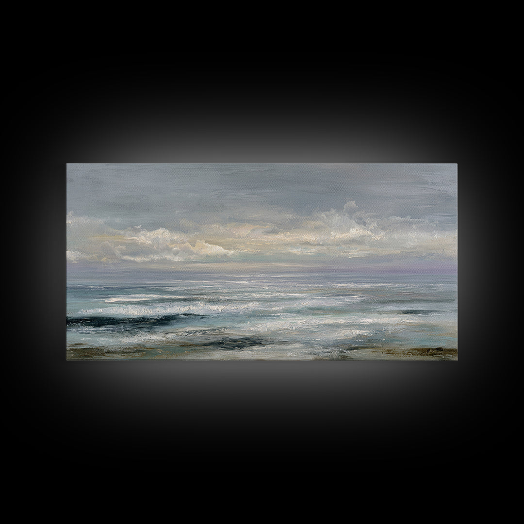 Large Cloudscape with Gentle Movement Framed Canvas Print, Living Room Art, Boho Wall Art, Living Room Decor, Fine Art, Living, LIR-2x1-87