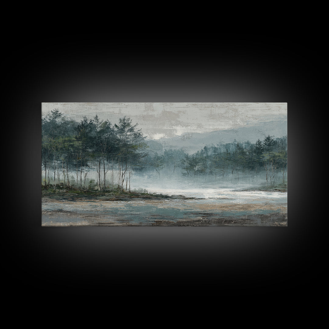 Minimal Scandinavian Forest Framed Canvas Print, Living Room Art, Painting, Living Room Decor, Fine Art, Living, Bedroom Decor, LIR-2x1-9
