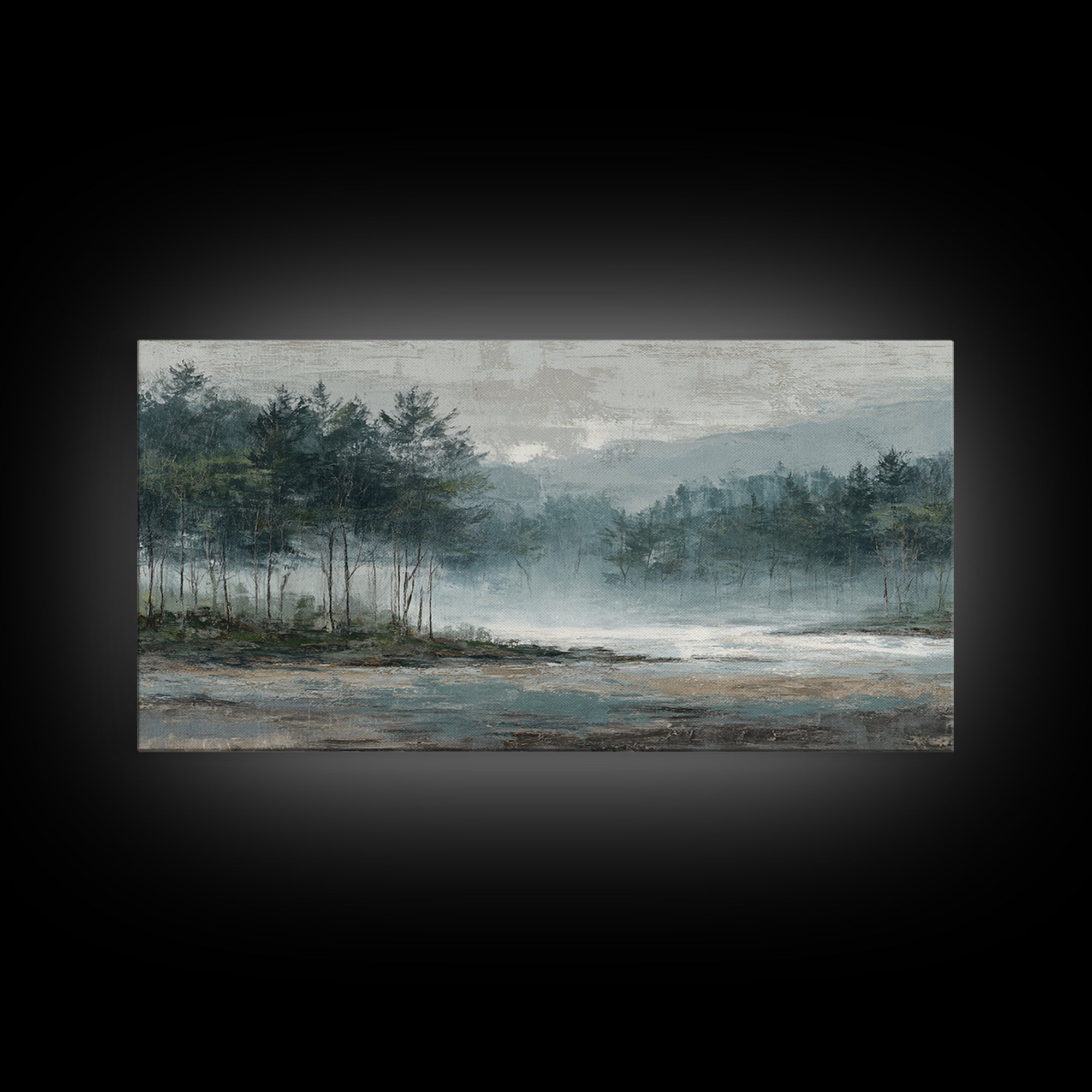 Minimal Scandinavian Forest Framed Canvas Print, Living Room Art, Painting, Living Room Decor, Fine Art, Living, Bedroom Decor, LIR-2x1-9